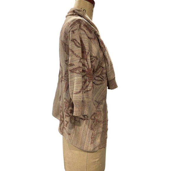 Coldwater Creek Womens Cardigan Sweater Brown Tan Floral Knit XS - Picture 5 of 8